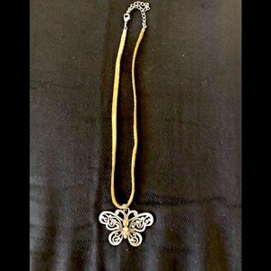 Butterfly boho necklace leather string